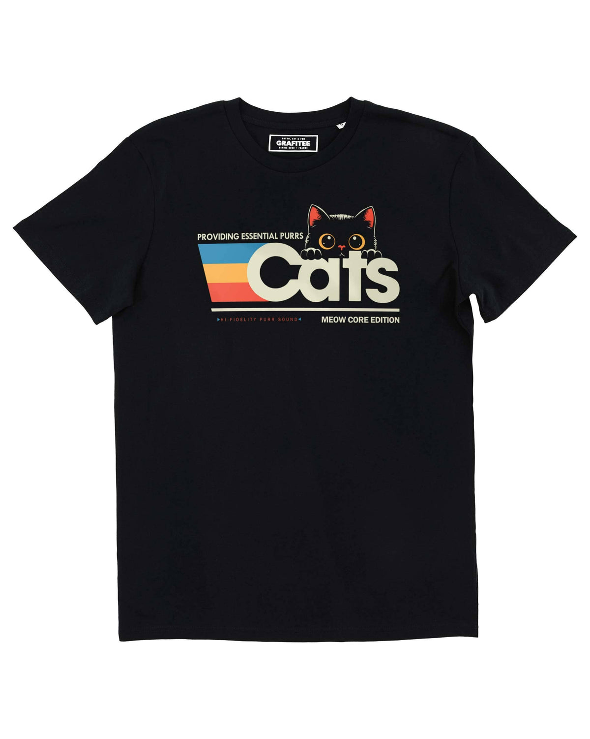 T-shirt Cats, Meow Core Edition - Style casual en bio: Noir / M