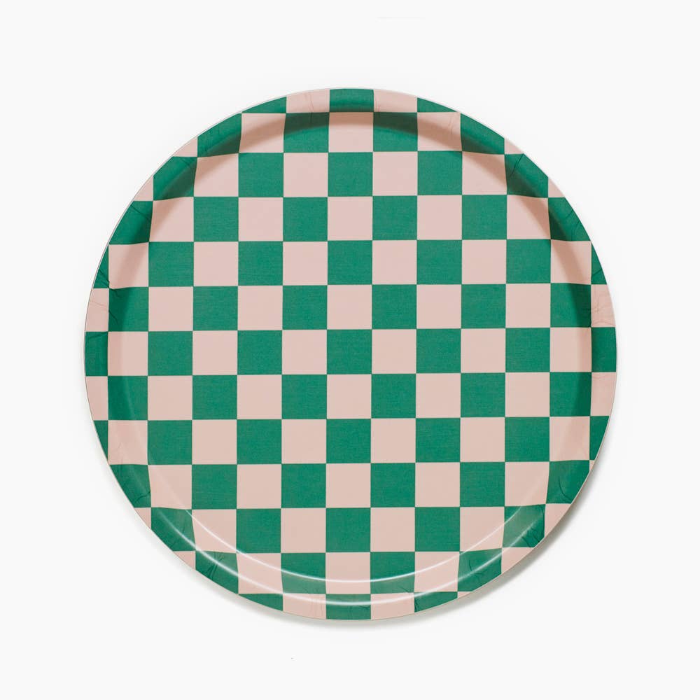 Plateau rond Tulipe pêche à damier - 31 cm