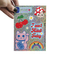 Feuille d'autocollants pailletés Maneki Neko, fleurs et plus
