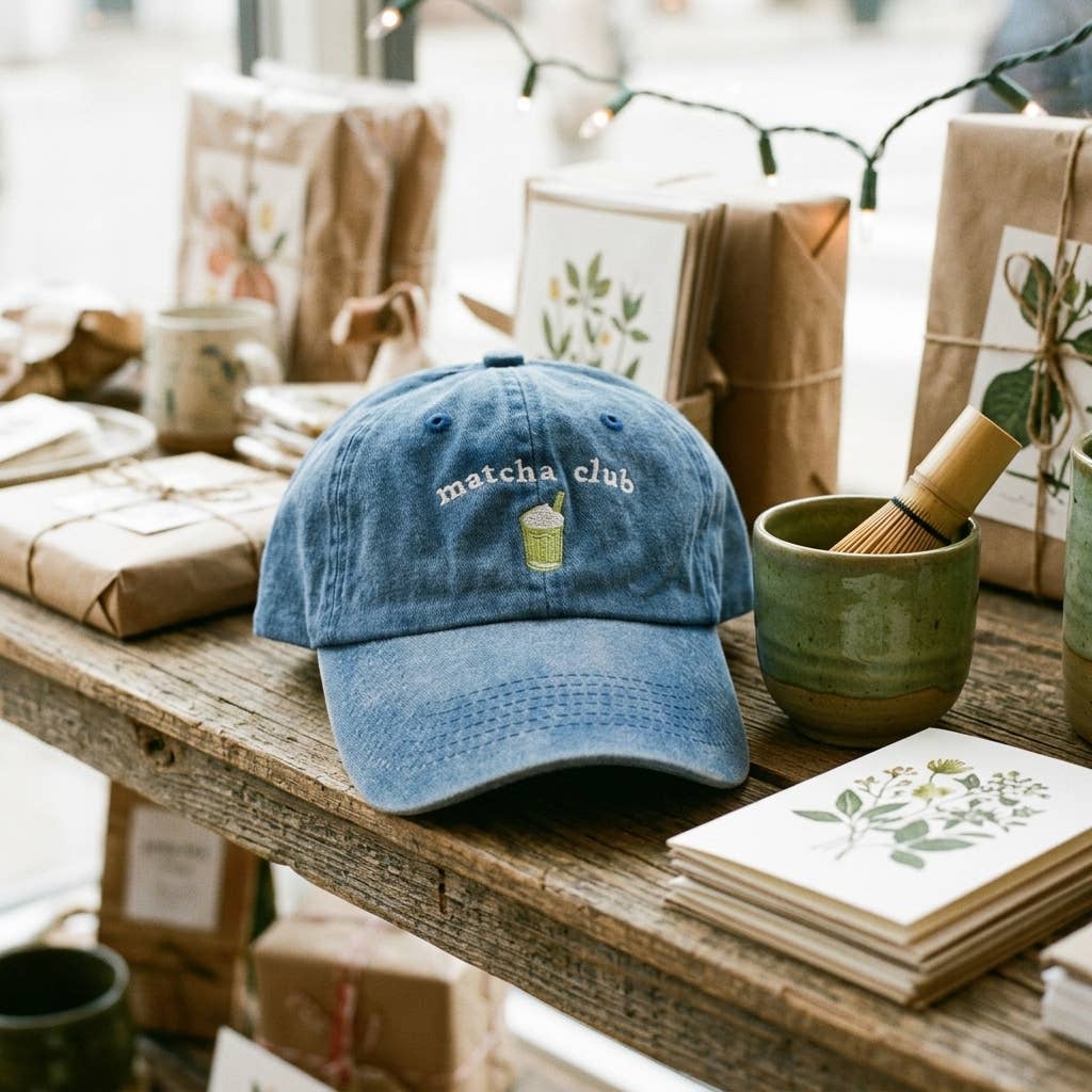 Casquette bleue brodée Matcha Club