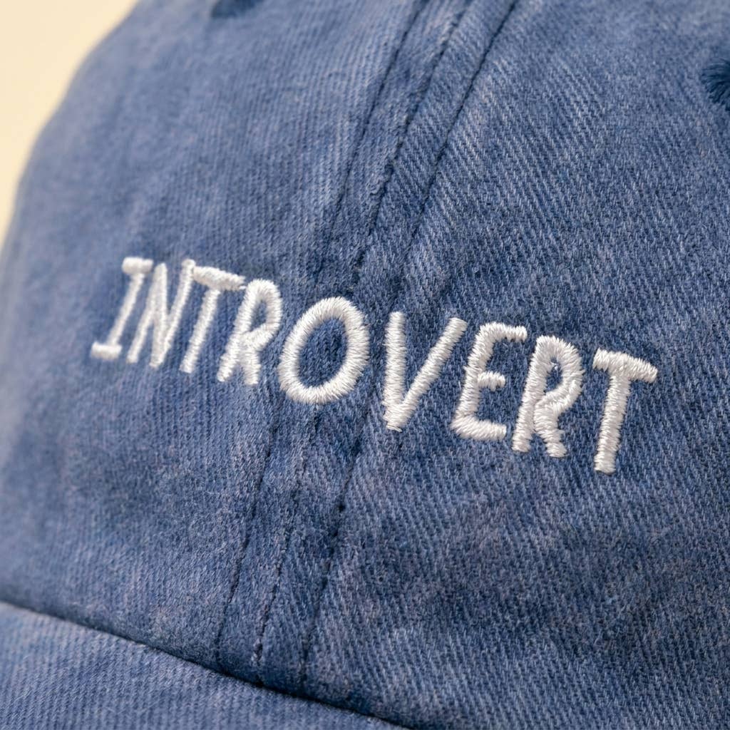 Casquette brodée rose et rouge avec slogan «Introvert» — cadeau original: Burgundy/Red