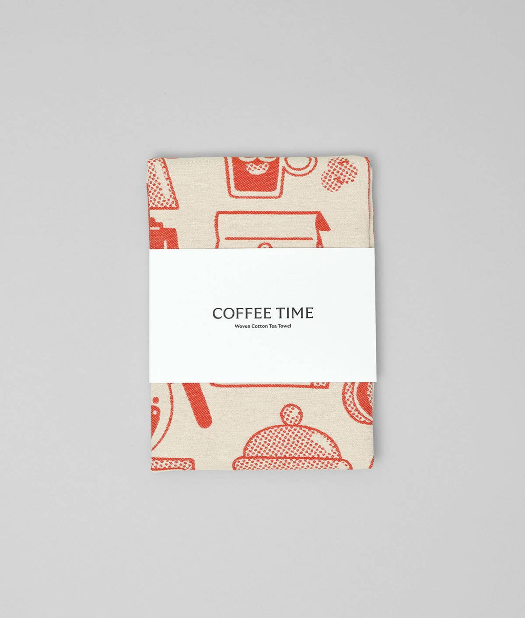 Torchon en coton tissé « C'est l'heure du café »