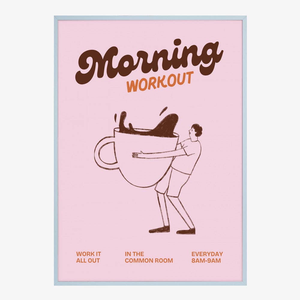 Impression artistique « Entraînement matinal au café » — Affiche rétro rose: Pas de cadre / 30x40 cm