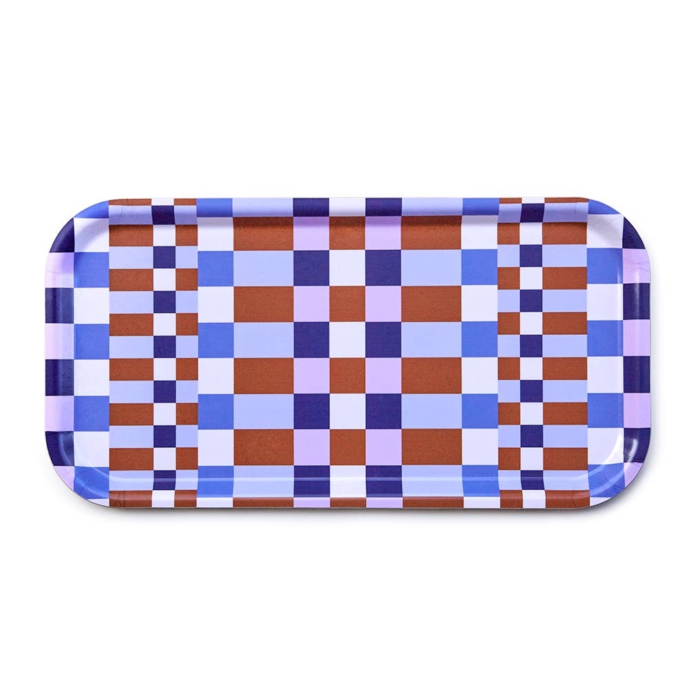 Plateau de service Caramel/Sky CHECKER MIX - 43 x 22 cm