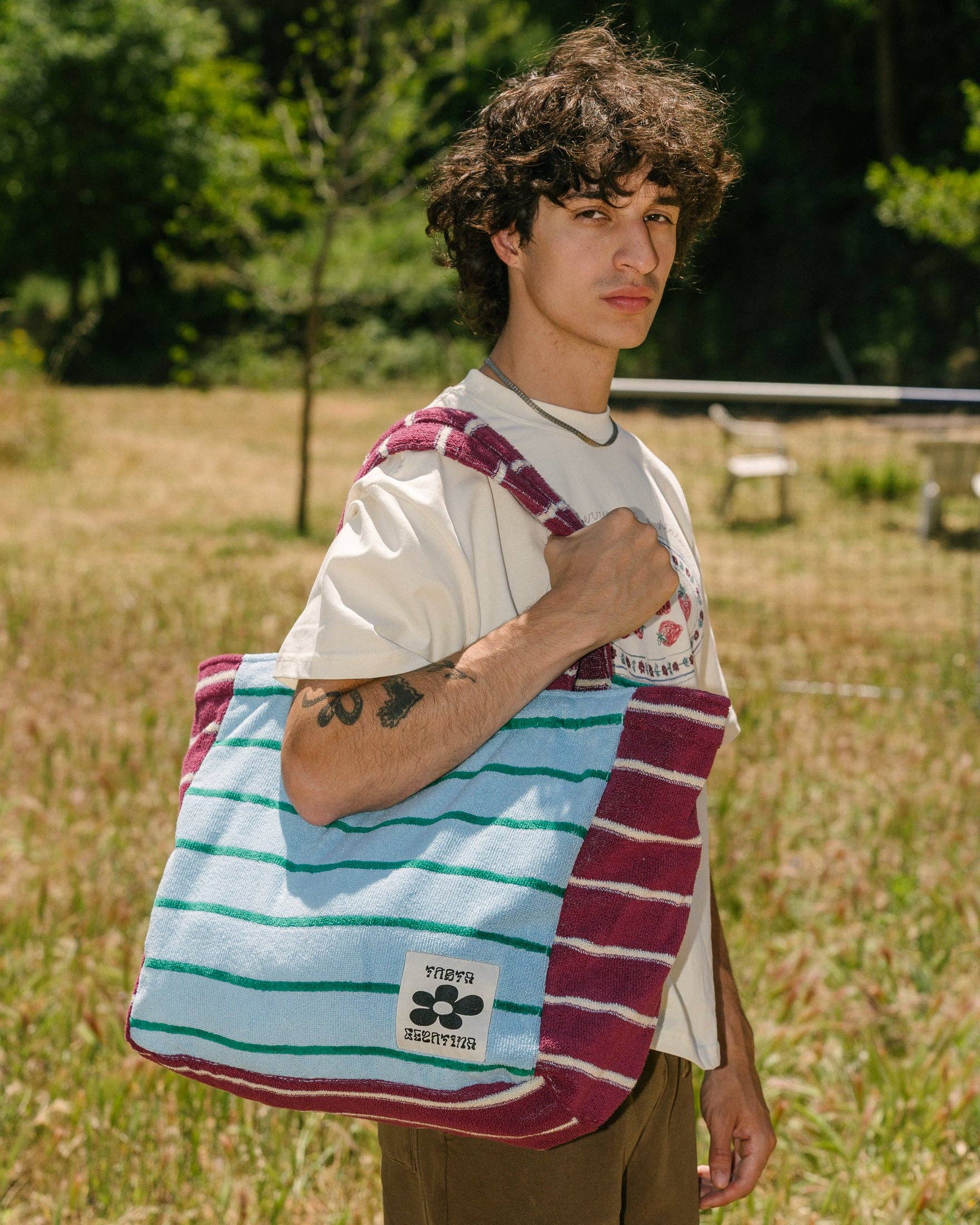 Sac de plage — Prune / Bleu clair
