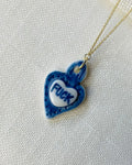 Collier en porcelaine Coeur bleu Fuck