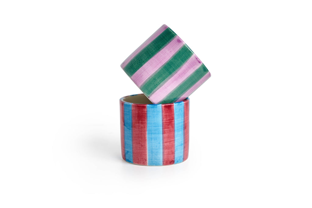 Ensemble de 2 tasses en céramique (Rayures violettes)