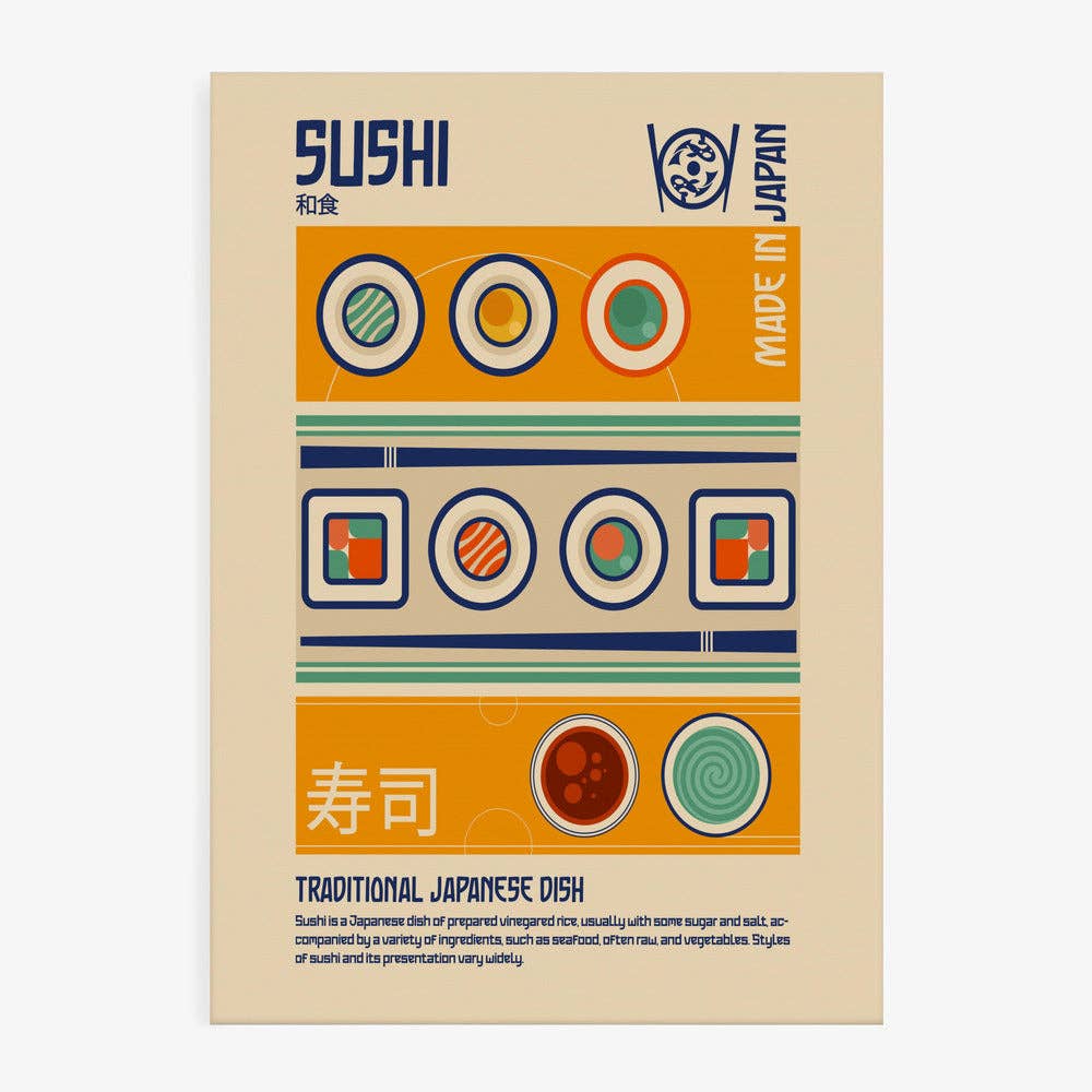 Impression d'art « Sushi fabriqué au Japon » - Affiche rétro: Pas de cadre / 30 x 40 cm