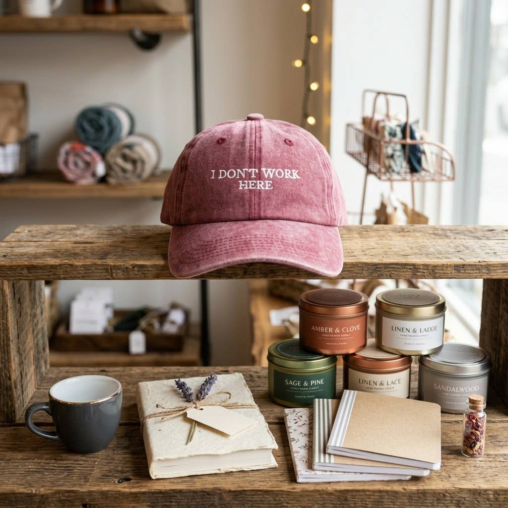 Casquette brodée bordeaux « Je ne travaille pas ici, désolé »: Burgundy