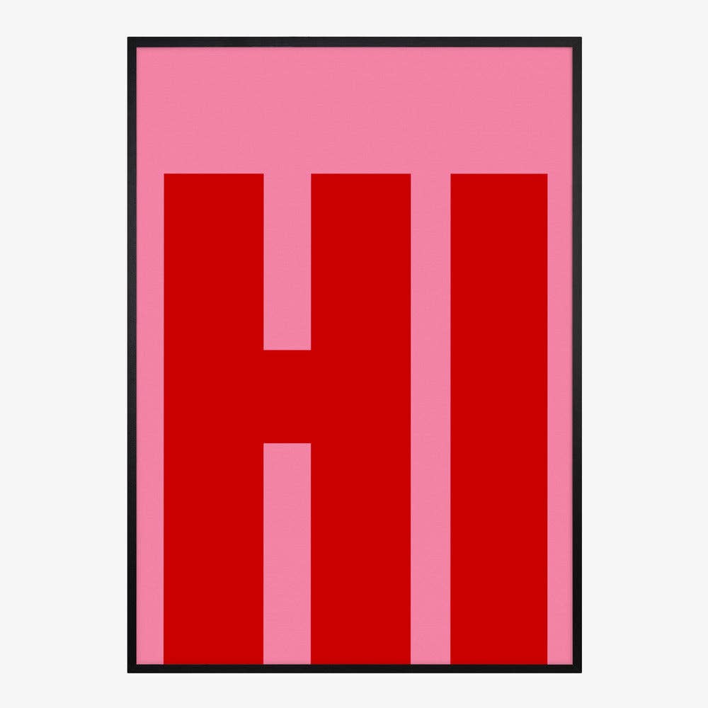Impression artistique typographique « HI » — Poster graphique pop: Pas de cadre / 30x40 cm
