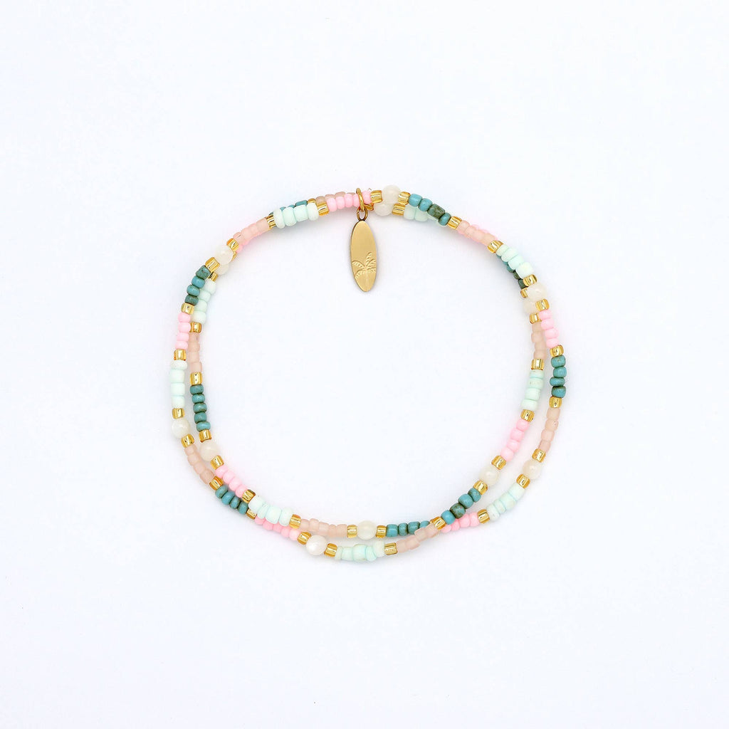 Collection de bracelets en perles colorées « Heure dorée »: Bright Pink