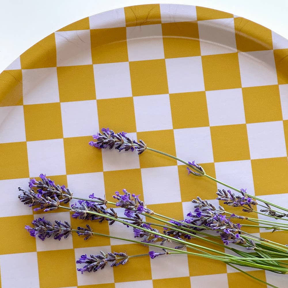 Plateau de service rond Mustard CHECKER - 31 cm
