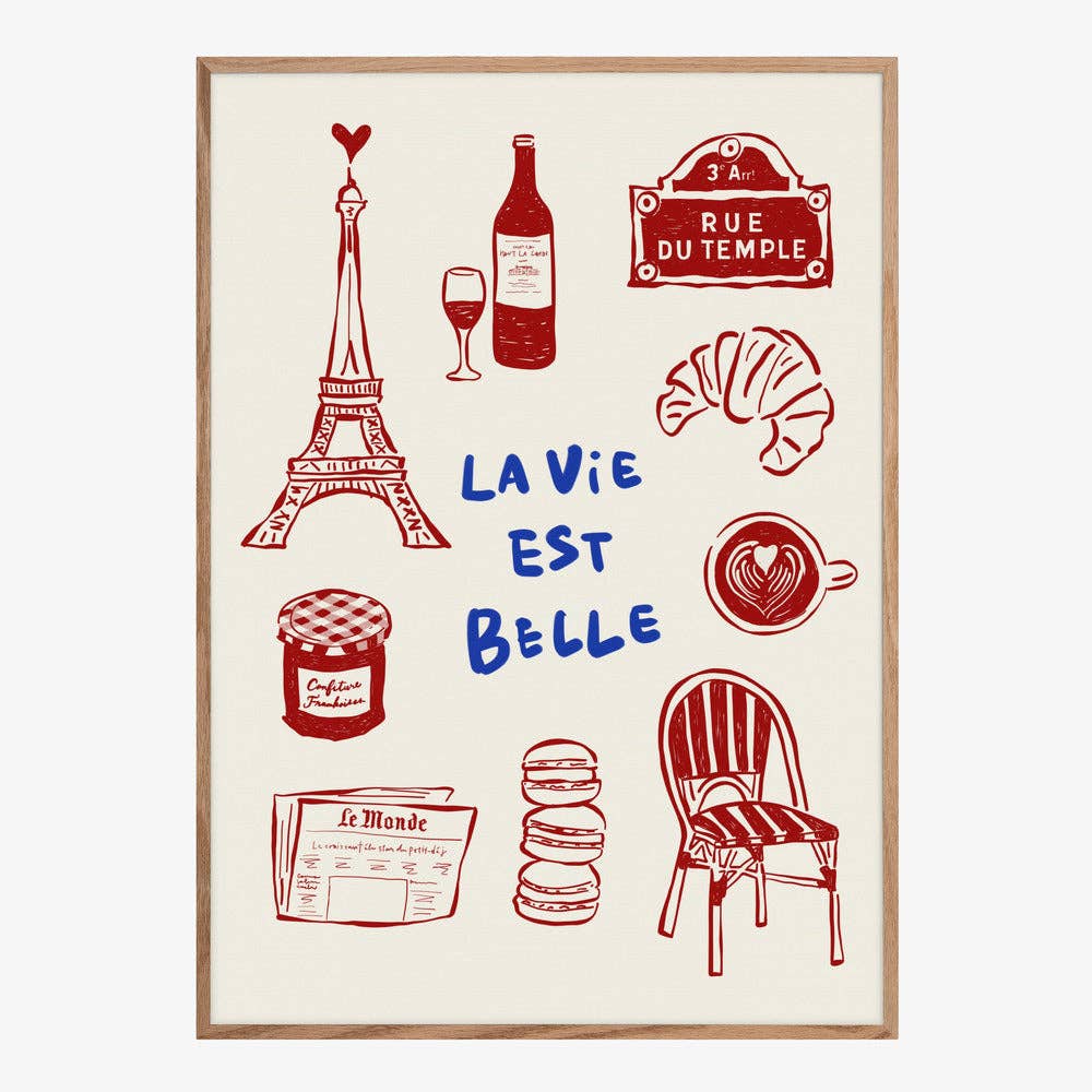 Affiche artistique « Icônes des cafés de Paris » — Affiche de voyage naïve: Pas de cadre / 30x40 cm