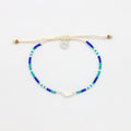Bracelet Mauna Loa, bracelet perlé délicat et réglable: Bleu