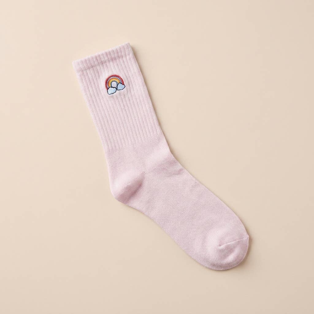 Chaussettes brodées arc-en-ciel — cadeau Pride queer: 37-43