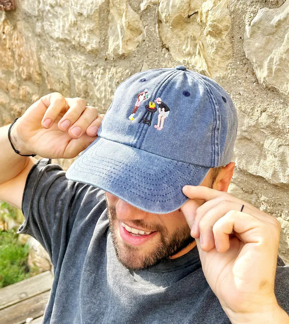 Casquette Brodée - Barbecue des vacances: Rouge Vintage