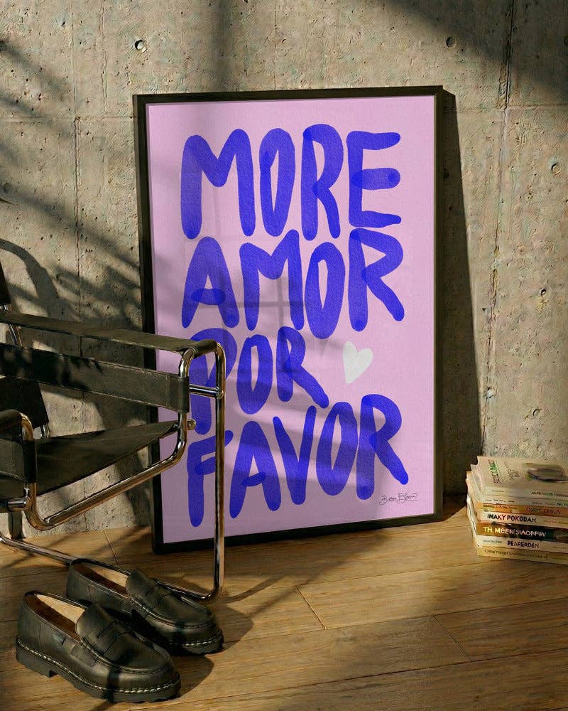 Affiche d'art « Plus d'amour, s'il vous plaît » — Peinte à la main: Pas de cadre / 30x40 cm