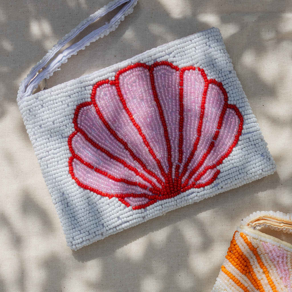 Petite pochette tropicale perlée: Black