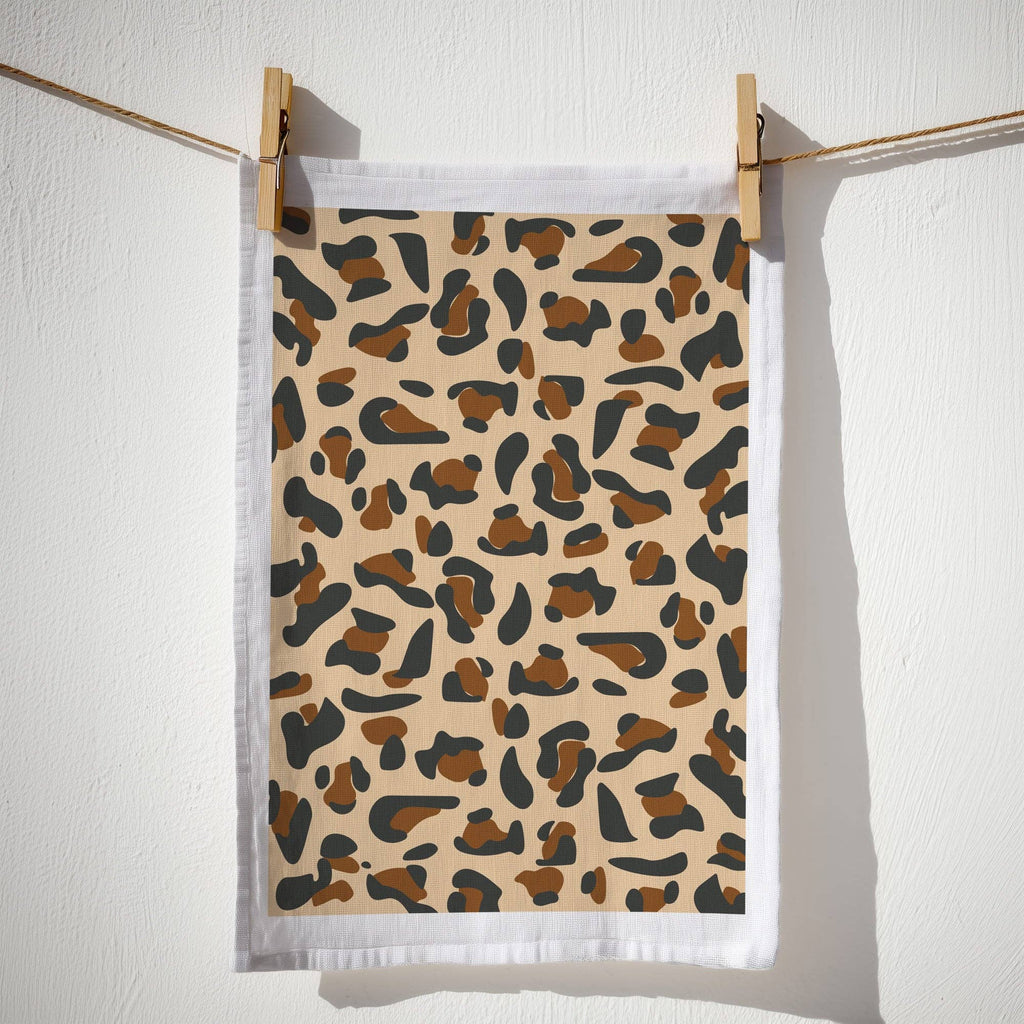 Torchon coton bio - motif léopard