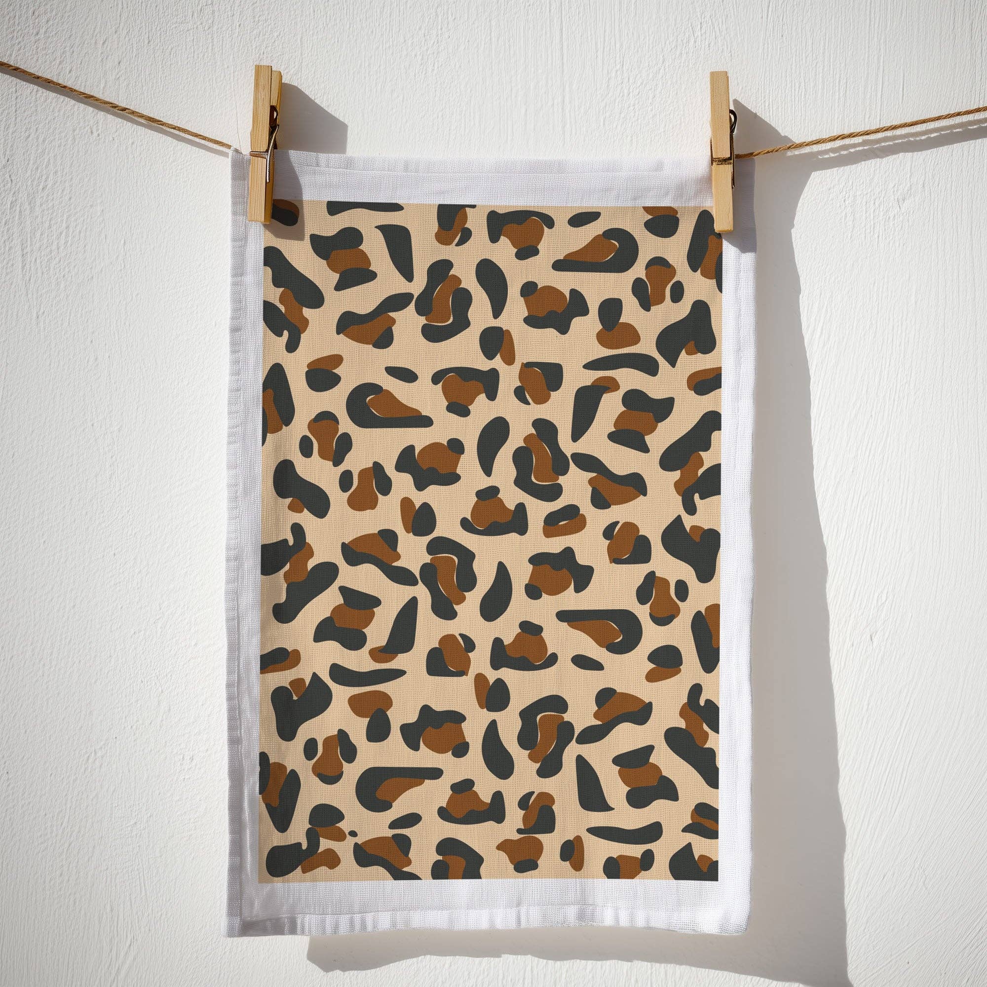 Torchon coton bio - motif léopard