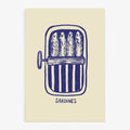 Affiche artistique « boîte de sardines bleue » — Linogravure pour la cuisine: Pas de cadre / 30x40 cm