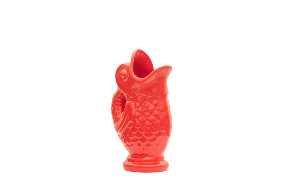 Poisson en céramique rouge - grand vase pour fleurs