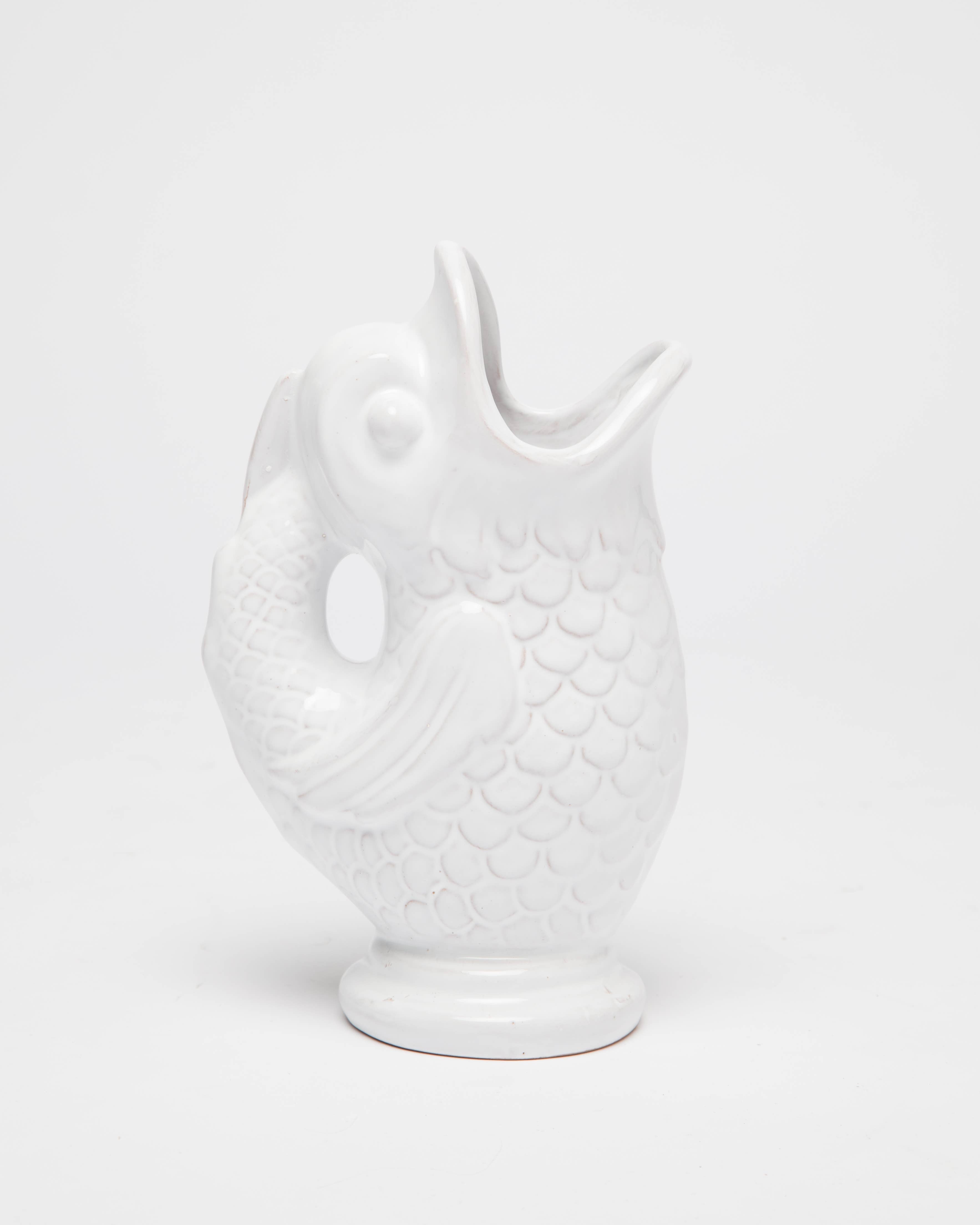 Vase grand format en forme de poisson en céramique blanche