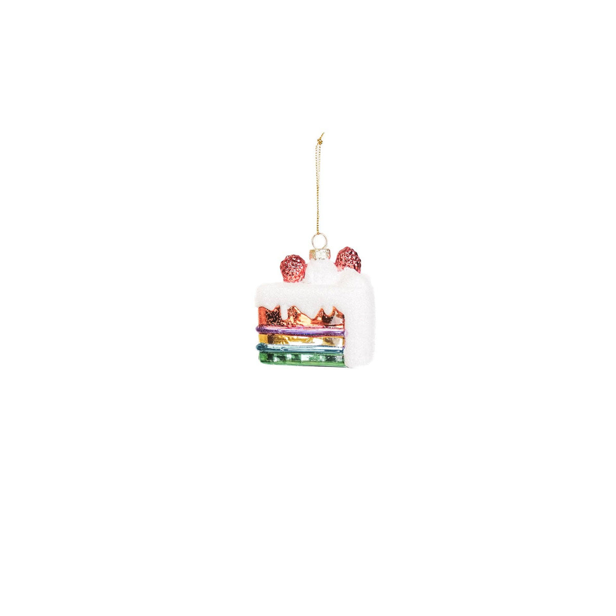 Ornement de Noël en verre tranche de gâteau - 7,5x6,5x7,5 cm