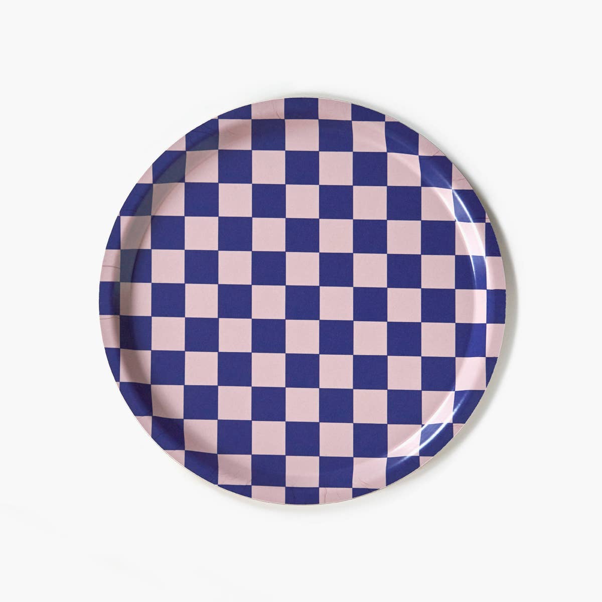 Plateau rond Checker Indigo/Amande - 31 cm