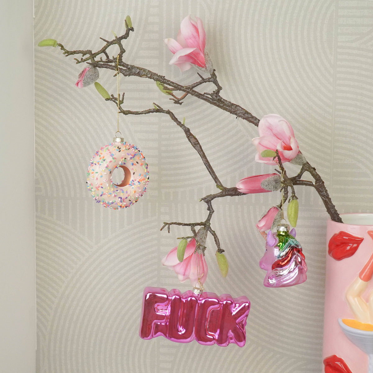 Suspension de Noël - Licorne Rose - 5x8x8,5cm