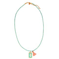 Collier gypsy turquoise avec breloque porte-bonheur