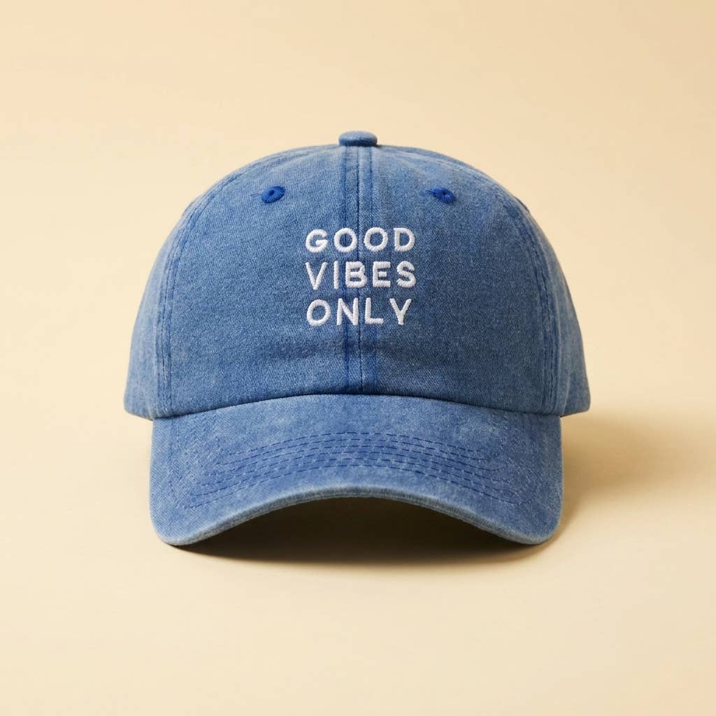 Casquette bleue brodée « Good Vibes Only » — cadeau: Beige