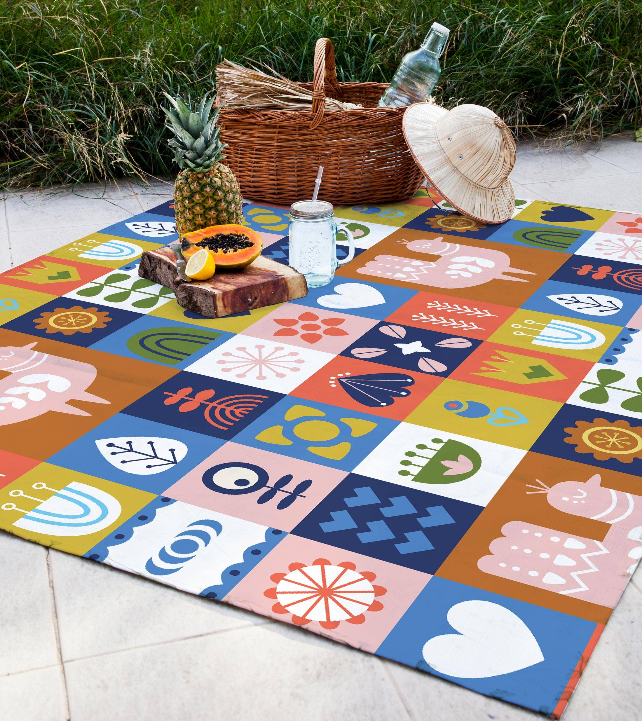 Nappe de pique-nique 170x140 réversible imperméable Carré