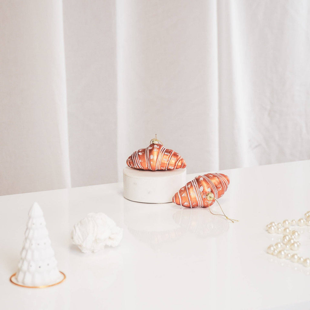 Ornement de Noël Croissant à Suspendre - Verre - 9,5x5x4,5cm