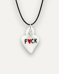 Pendentif en porcelaine Coeur blanc Fuck
