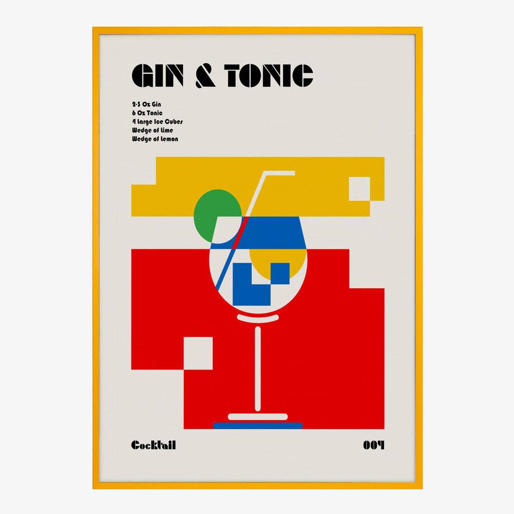 Affiche artistique recette de Gin Tonic Bauhaus - Moderniste: Pas de cadre / 30 x 40 cm