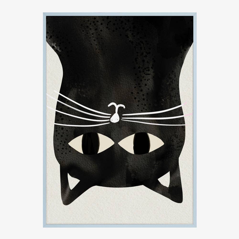 Affiche d'art « Chat noir à l'envers » - Encre: No Frame / 30 x 40 cm