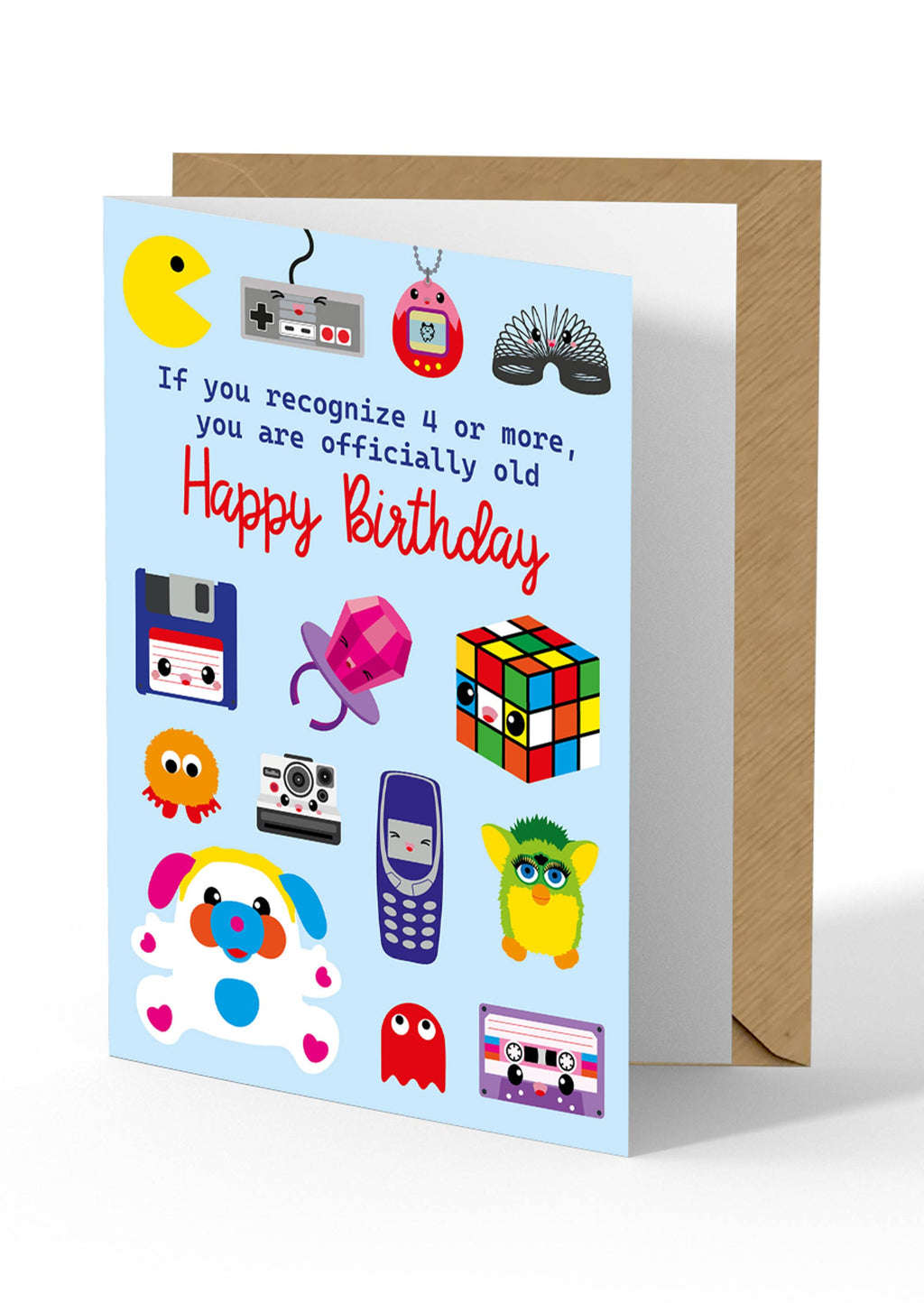 Carte d’anniversaire humoristique rétro années 80-90