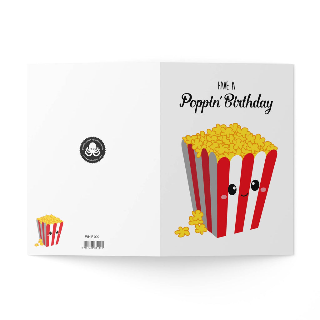 Carte d’anniversaire « Have a poppin’ birthday » avec pop-corn