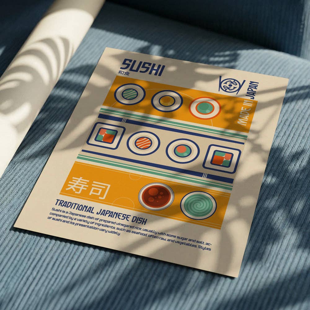 Impression d'art « Sushi fabriqué au Japon » - Affiche rétro: Pas de cadre / 30 x 40 cm