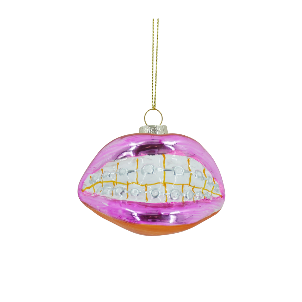 Ornement - Suspension de Noël - Lèvre de Bracelet - Verre - Rose - 9x6,5x6,5cm