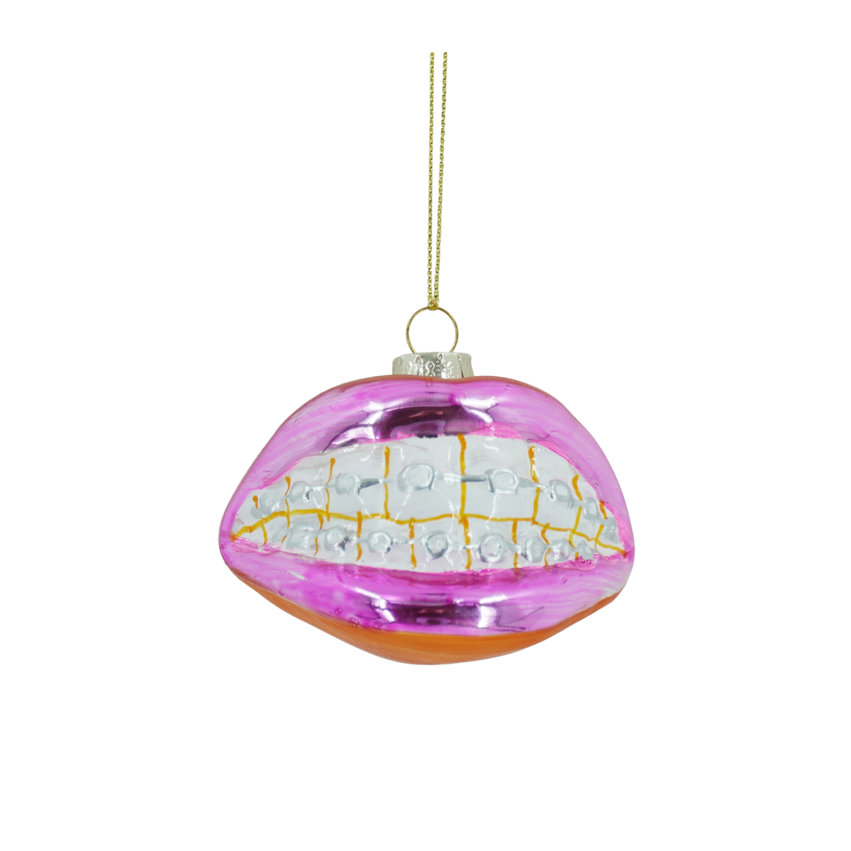 Ornement - Suspension de Noël - Lèvre de Bracelet - Verre - Rose - 9x6,5x6,5cm