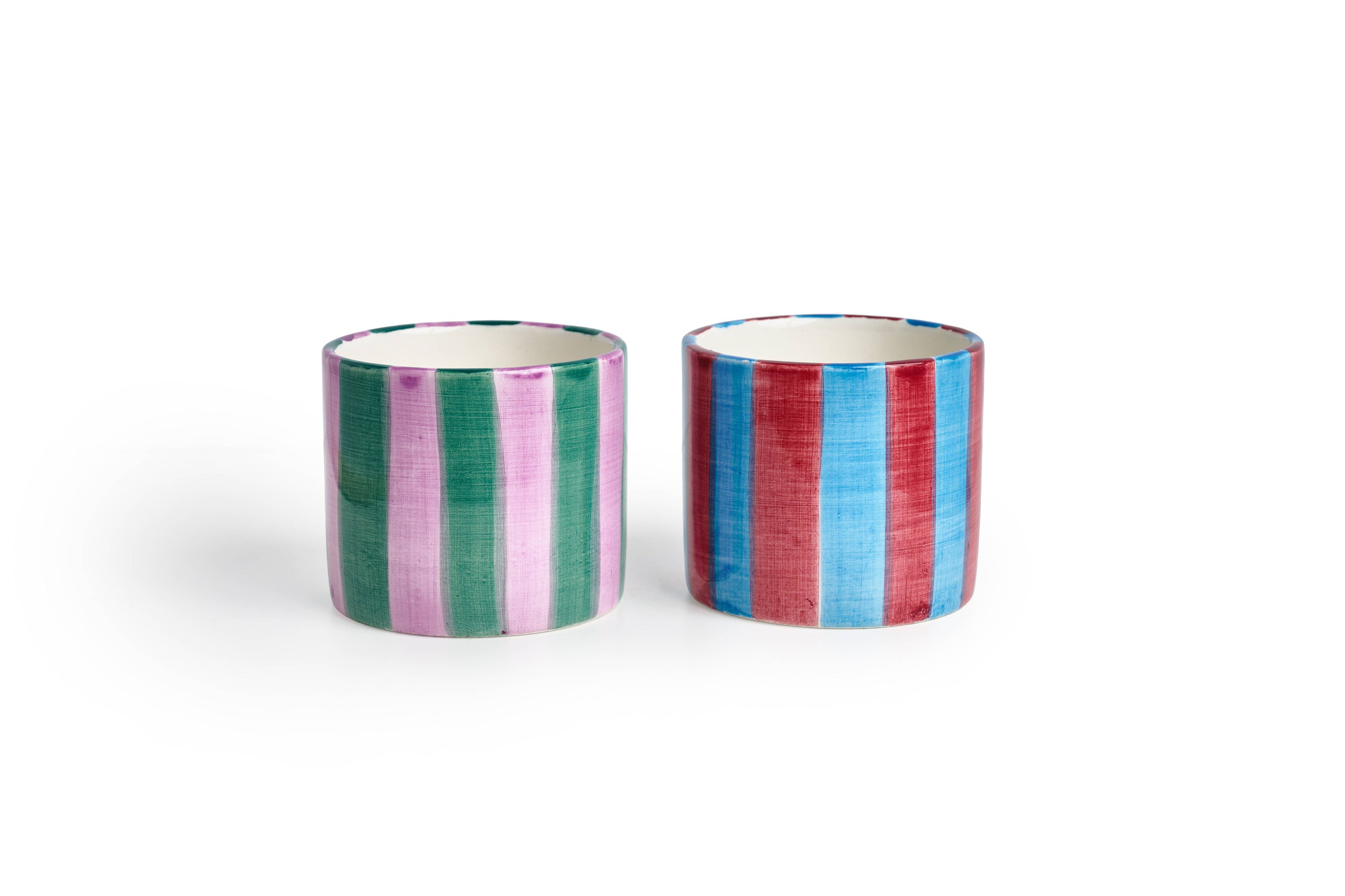Ensemble de 2 tasses en céramique (Rayures violettes)