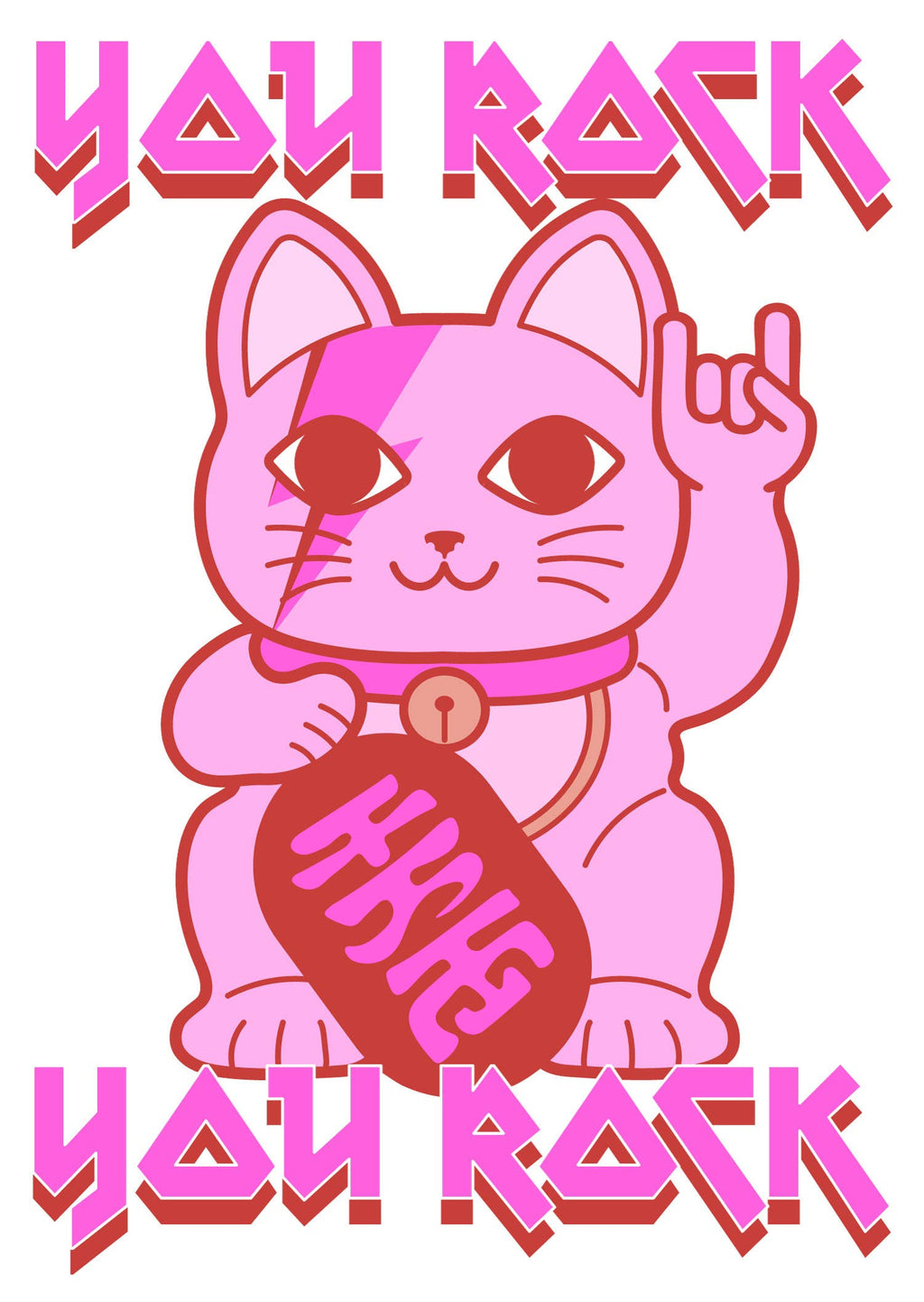 Impression Riso Tu déchires Chat porte-bonheur Maneki neko