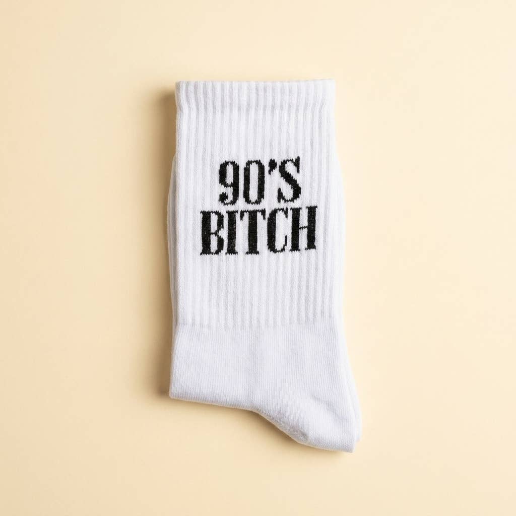 Chaussettes à message « 90s Bitch » — Cadeau pour enterrement de vie de jeune fille: Mauvaise salope / 37-43