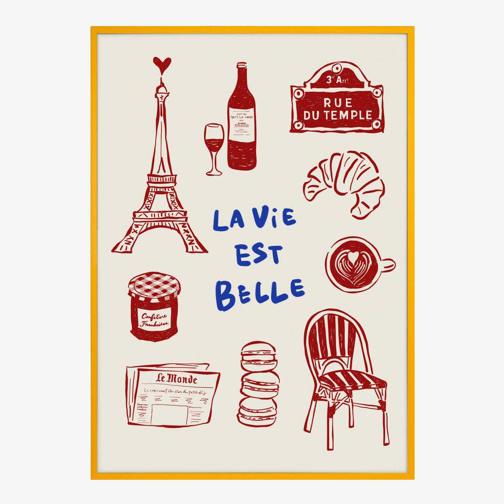 Affiche artistique « Icônes des cafés de Paris » — Affiche de voyage naïve: Pas de cadre / 30x40 cm