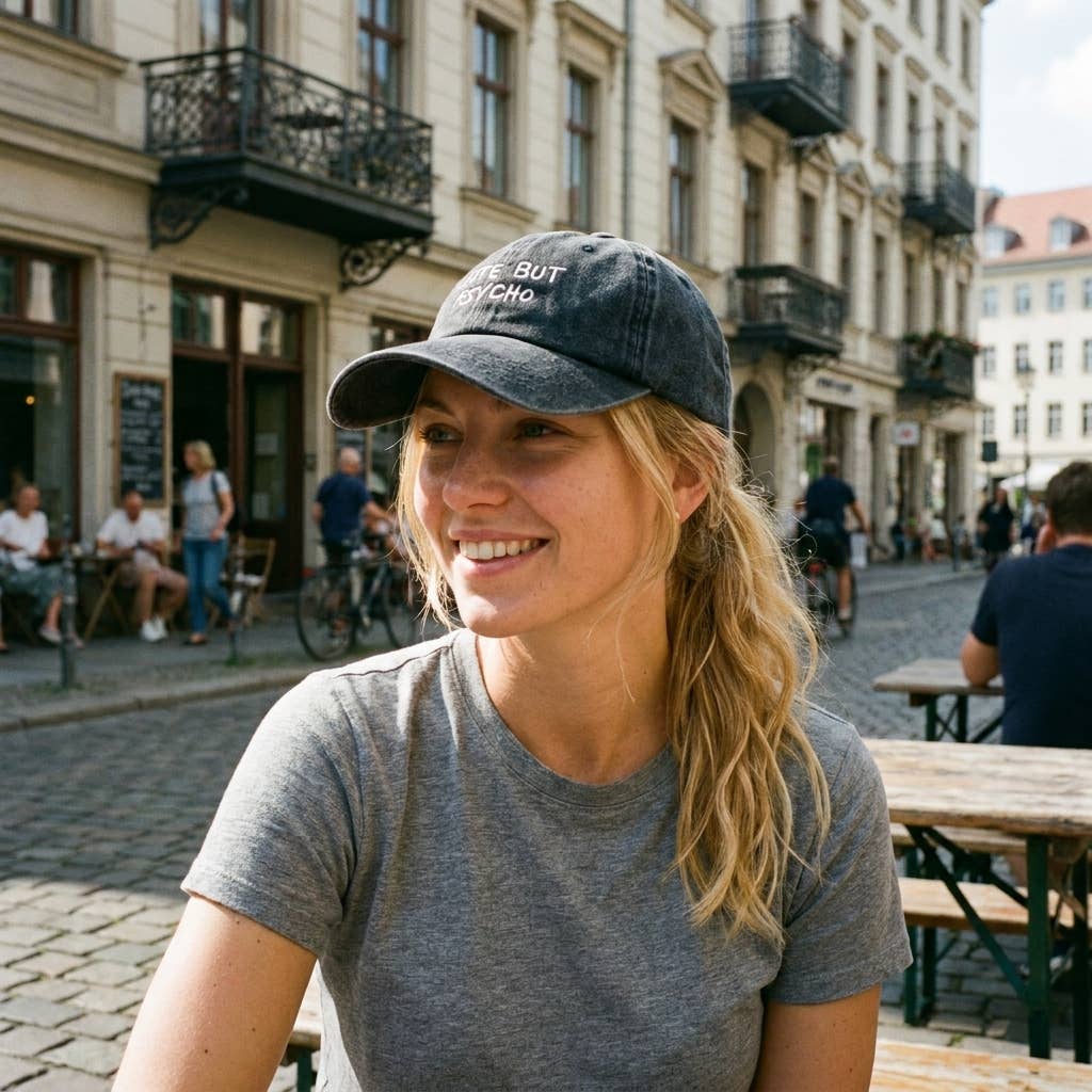 Casquette rose brodée « Mignonne mais psychopathe »: Green