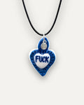 Pendentif en porcelaine Coeur bleu Fuck