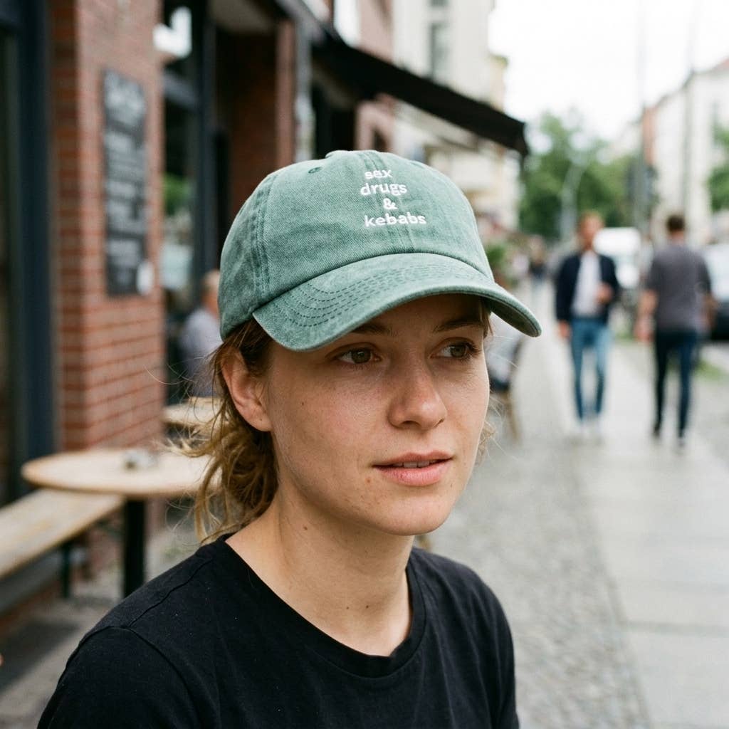 Casquette grise brodée « Sex Dr*gs & Kebabs »: Vert