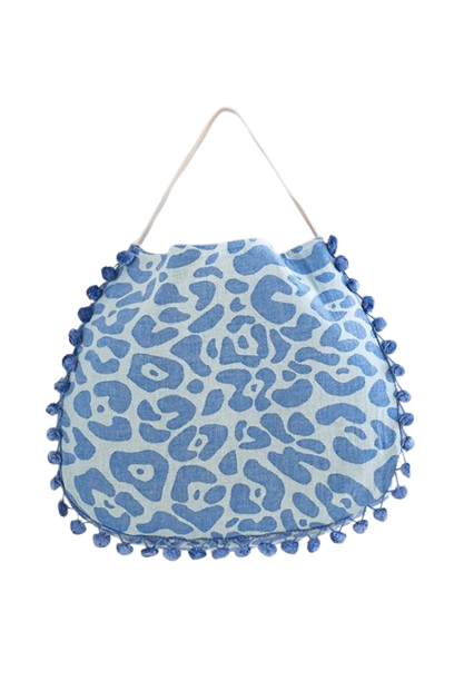 SAC DE PLAGE KEROS pompon PARL. BLEU & MENTHE